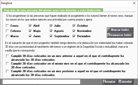 Desglose Hay mas de una persona del mismo sexo con derecho a esta deduccion