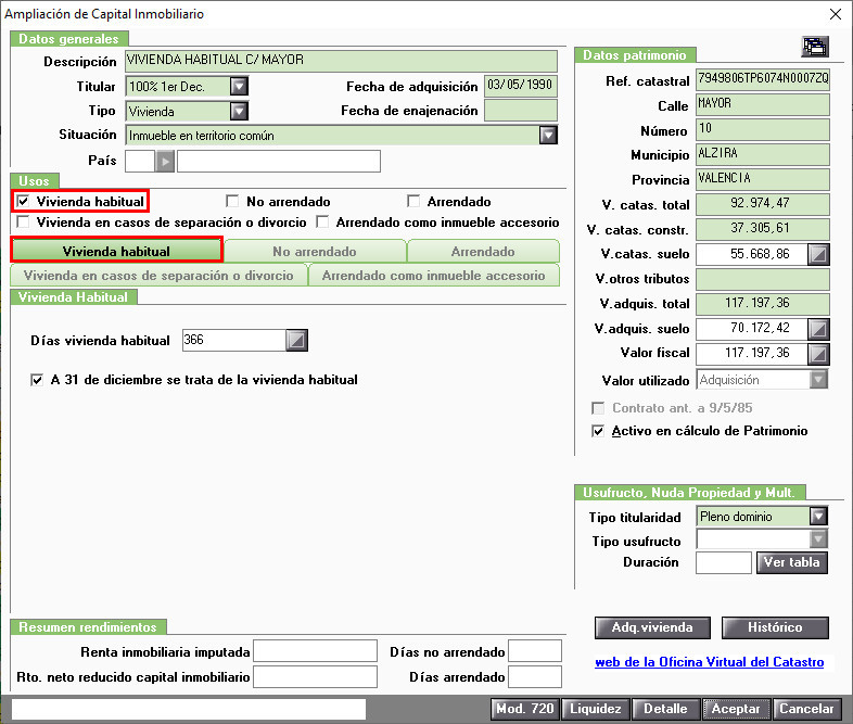VH Vivienda Habitual