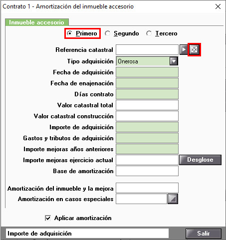 IA Amortizacion del inmueble accesorio Vincular Referencia Catastral.