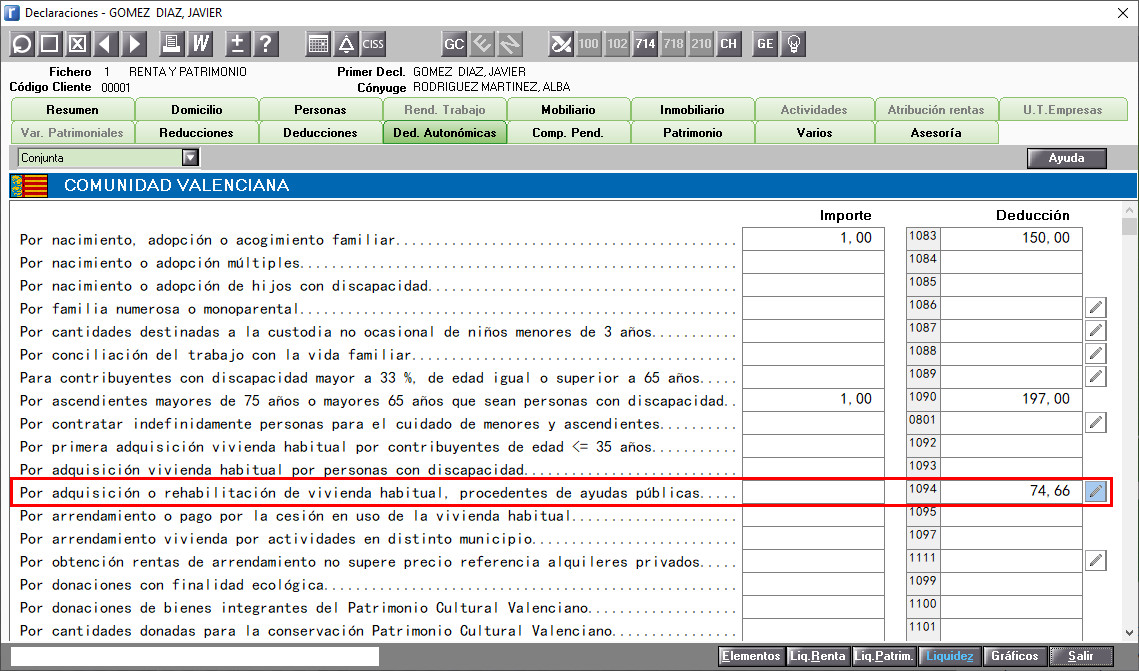 DDAA Nueva cumplimentacion deducciones azul con datos informados manualmente