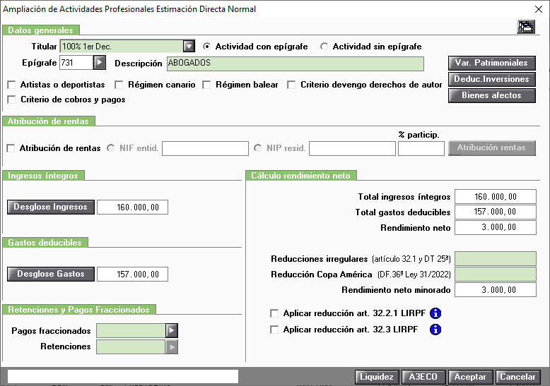 Ampliacion de Actividades Profesionales Estimacion Directa Normal