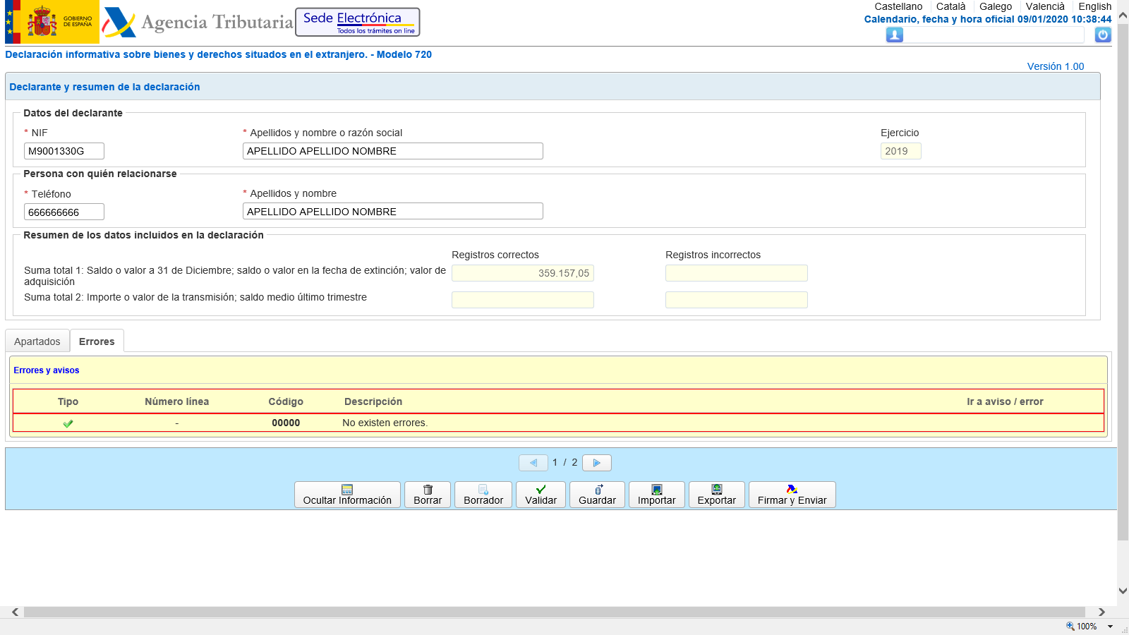 Modelo 720 Fichero Importado