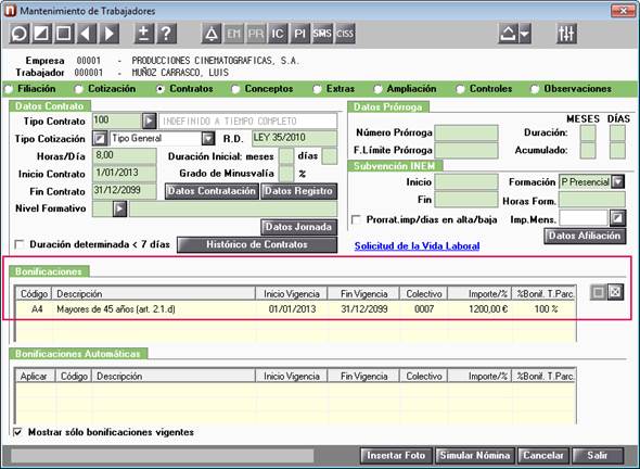 bonificacion datos trabajador