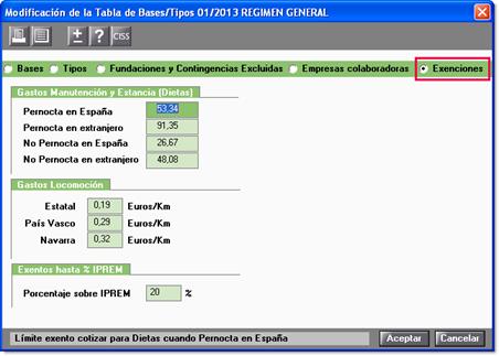 concepto con exenciones