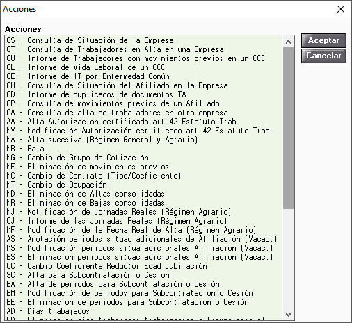 pantalla relación acciones afiliación