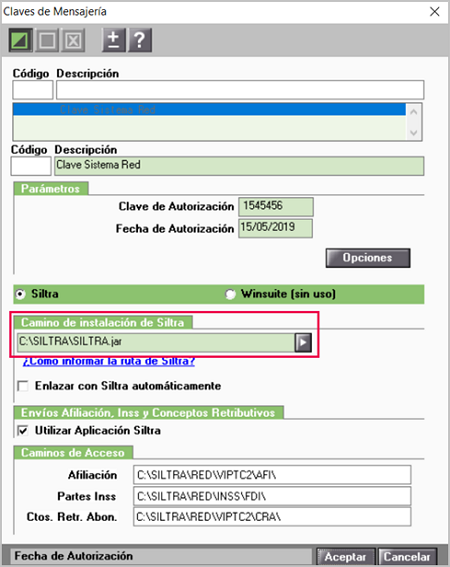 camino de instalacion de siltra
