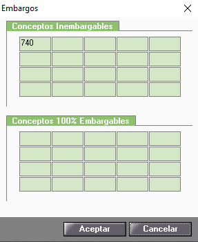descuento no afecte embargo