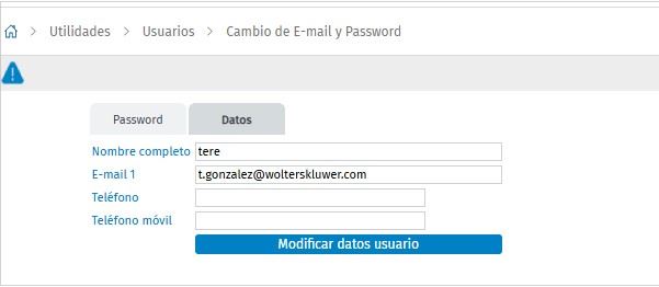 Modificar datos usuario