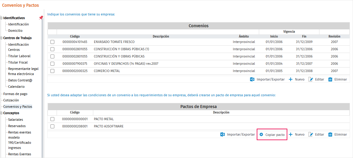 copiar pacto de empresa