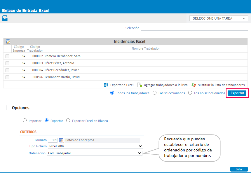 exportar formato 301