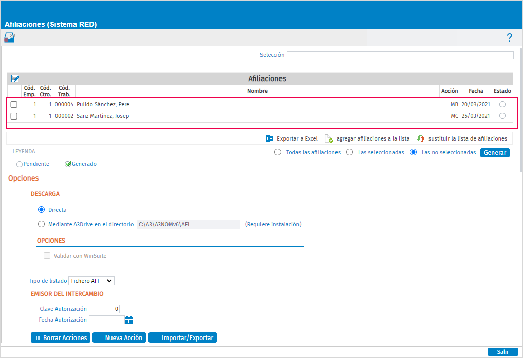 afiliacion sistema red