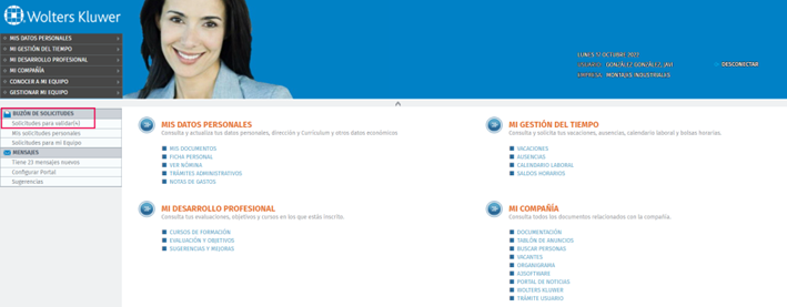 validar solicitudes del portal del empleado