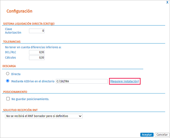 Configuración a3drive