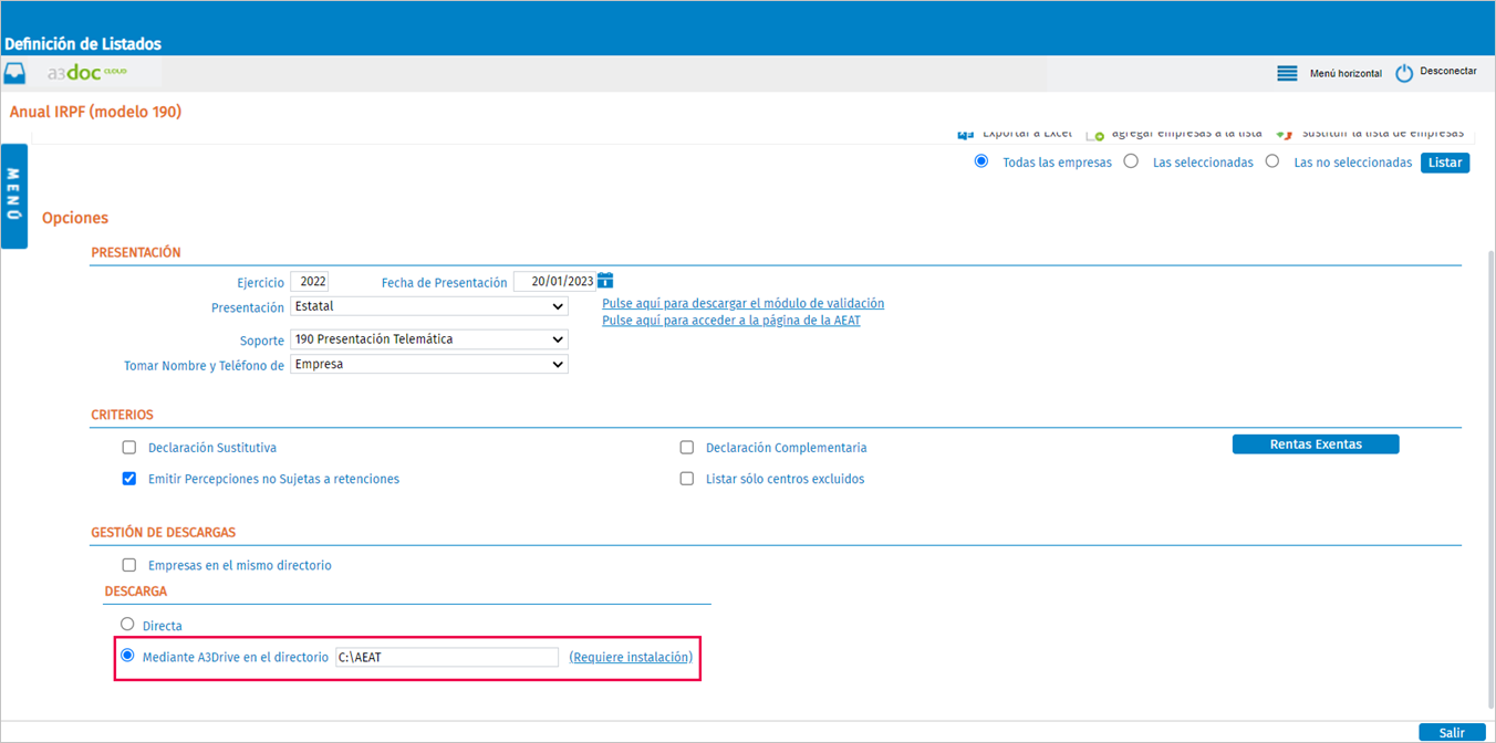 Descarga mediante a3drive