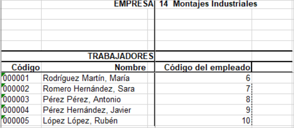 recodificar codigo de trabajador