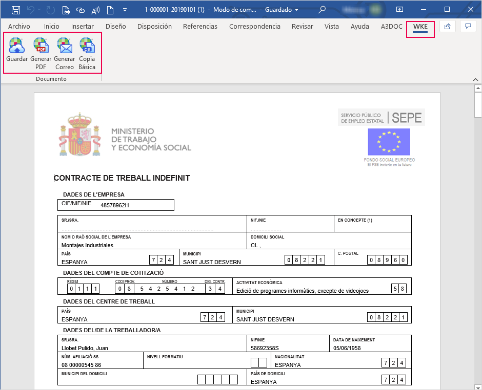 Listado de contrato