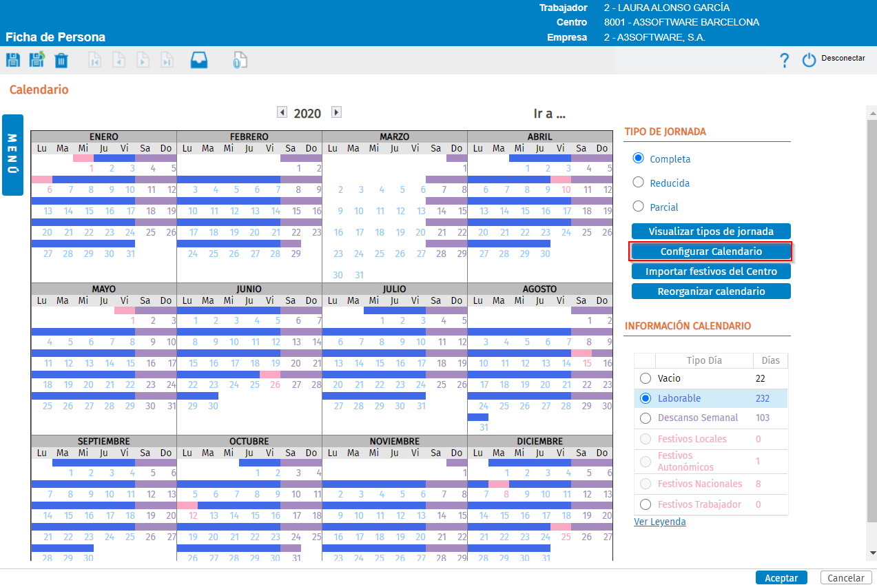 configurar calendario trabajador