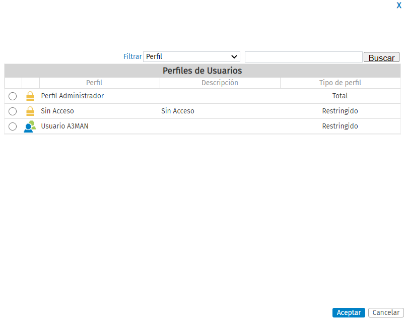 seleccionar perfil