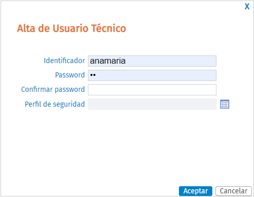 alta usuario tecnico