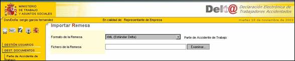 Web Ministerio Trabajo y Asuntos Sociales envío fichero remesa