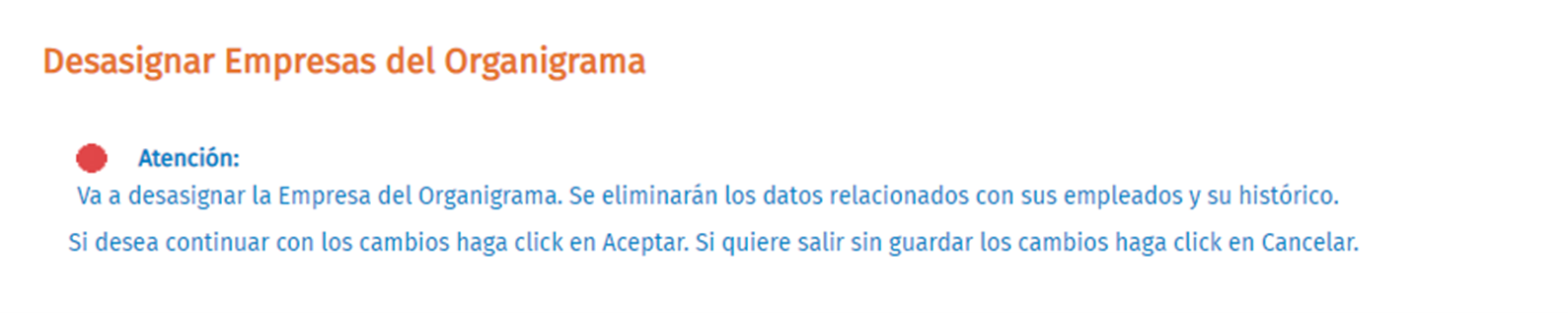 desasignar empresas organigrama