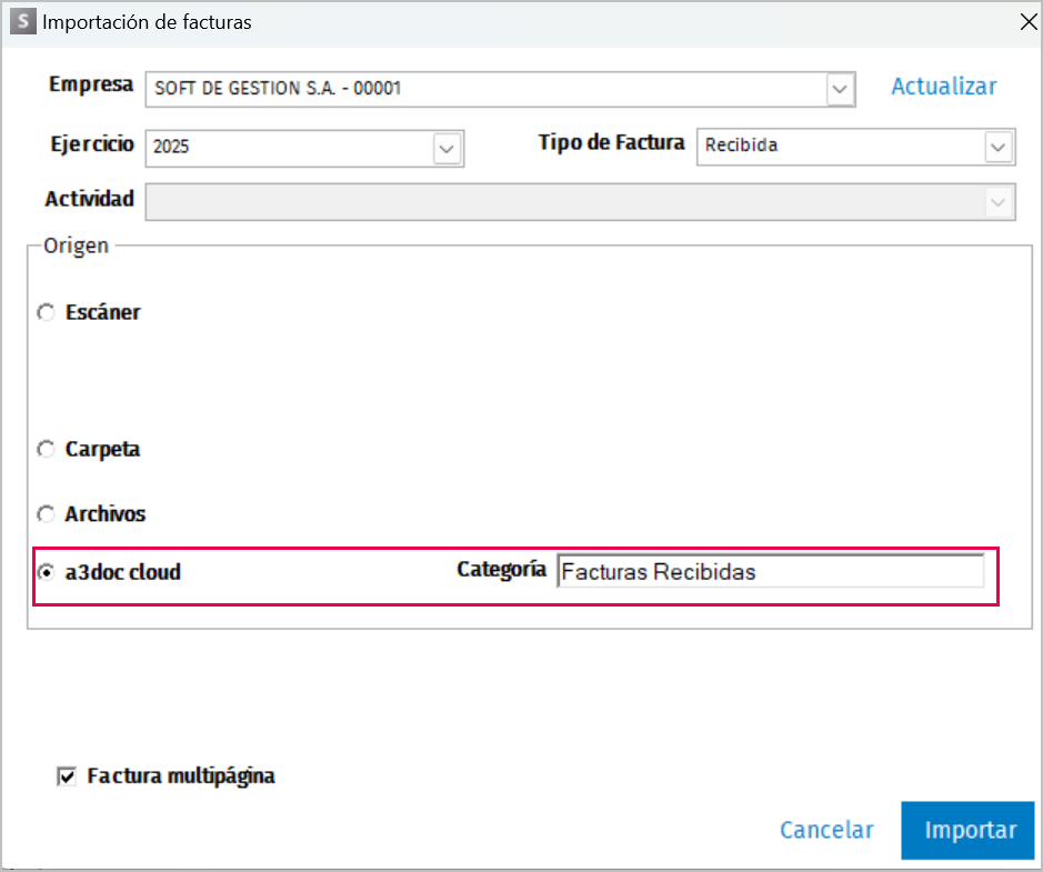 importar de a3doc cloud