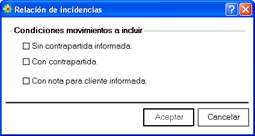 Pantalla con relación de incidencias