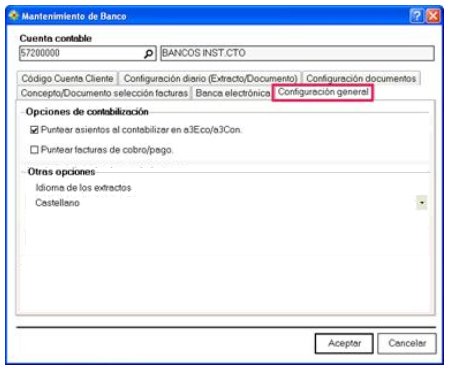 Configuración general opciones