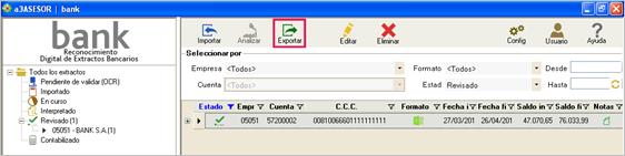 Exportar extractos