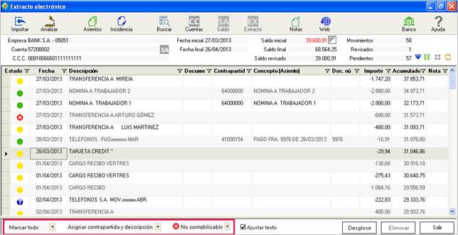 Analizar extractos