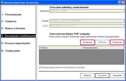 opción escanear