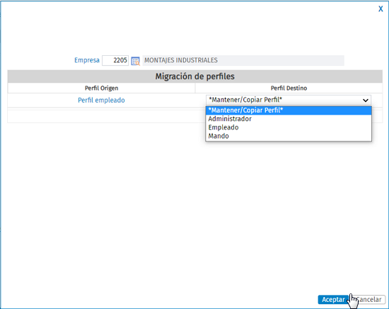 seleccionar_perfil destino en empresa portal