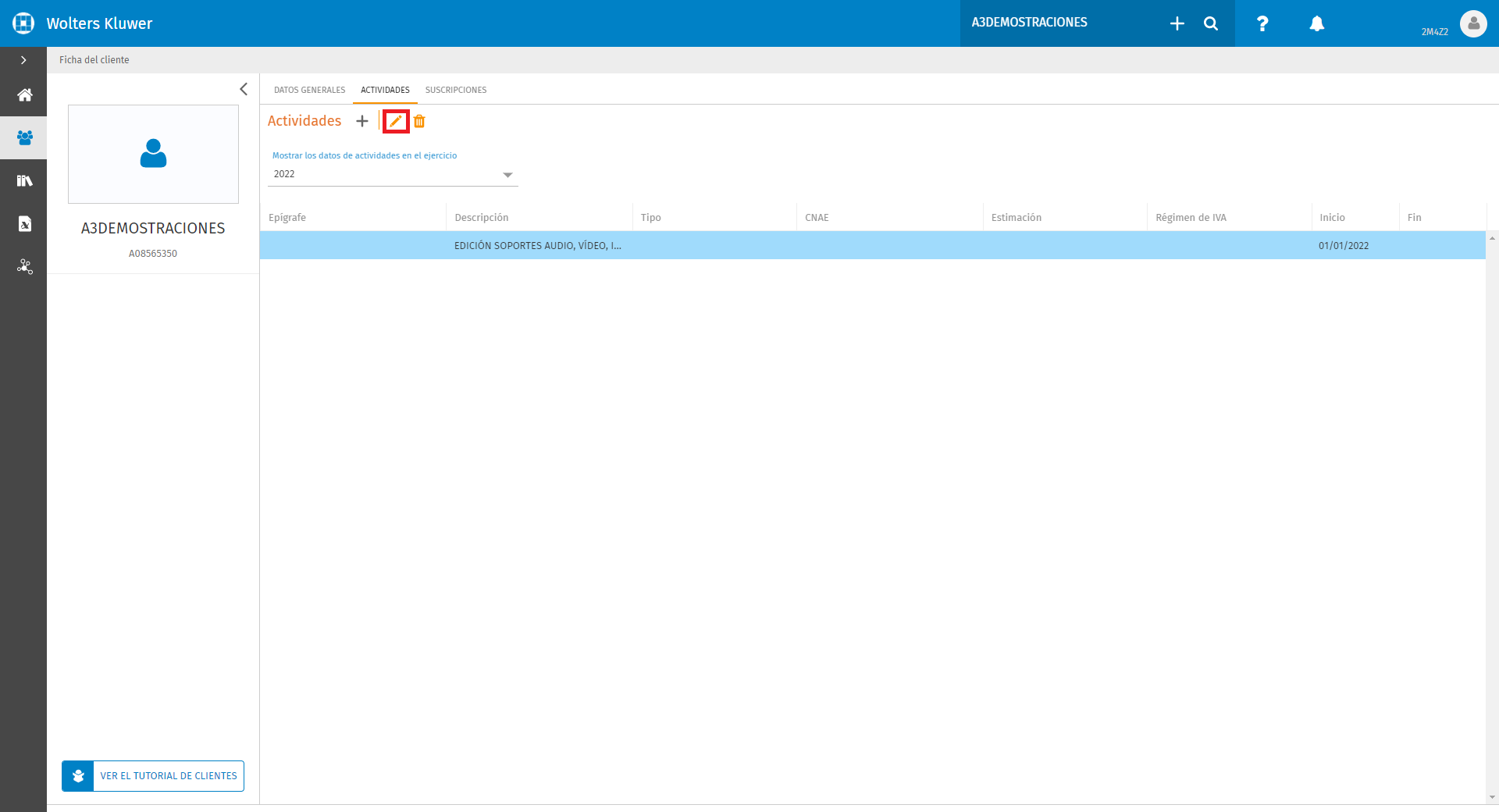 Editar los datos de las actividades