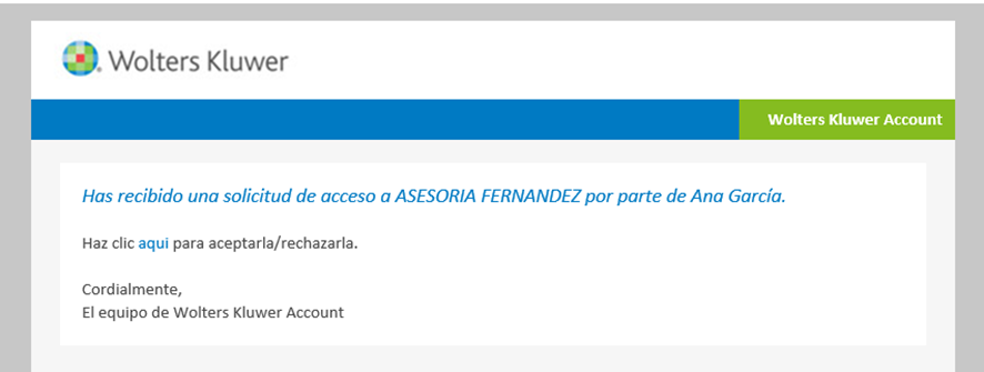 Mail solicitud de acceso