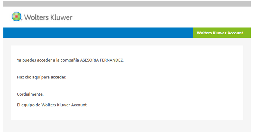 Mail para acceder
