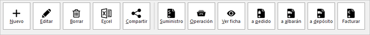 Barra con la relación de opciones al servir documento