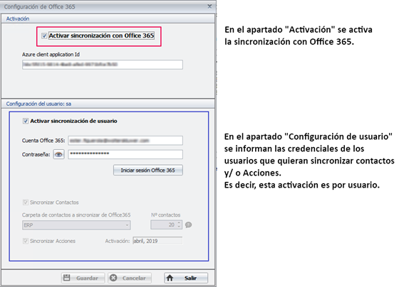 Activar sincronización&nbsp;con Office&nbsp;365