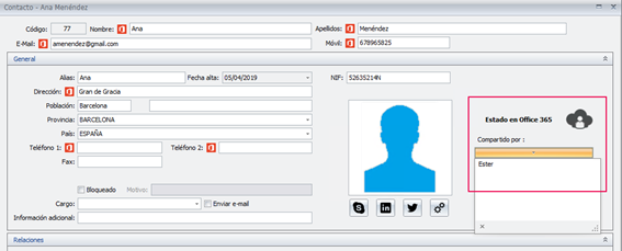 Vista Edición de Contacto