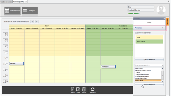 Vista Calendario combinada