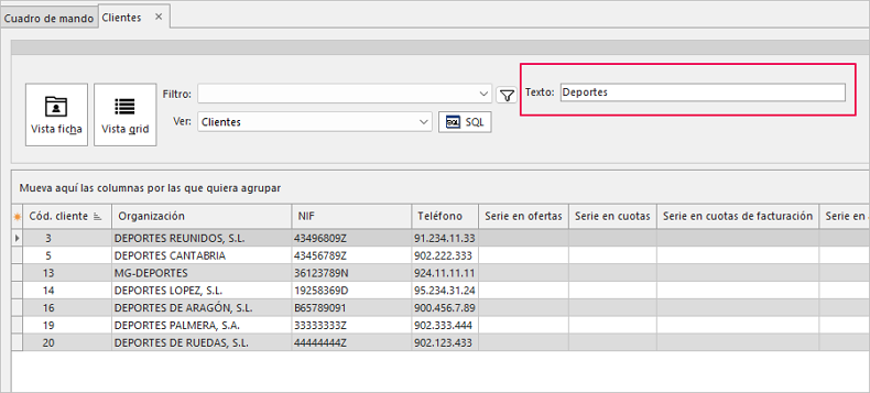 buscar ficha de clientes