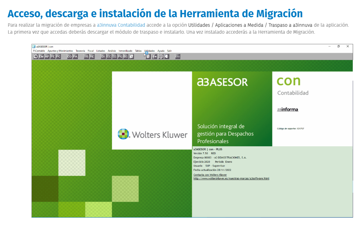 Acceso descarga e instalacion de la herramienta de Migracion