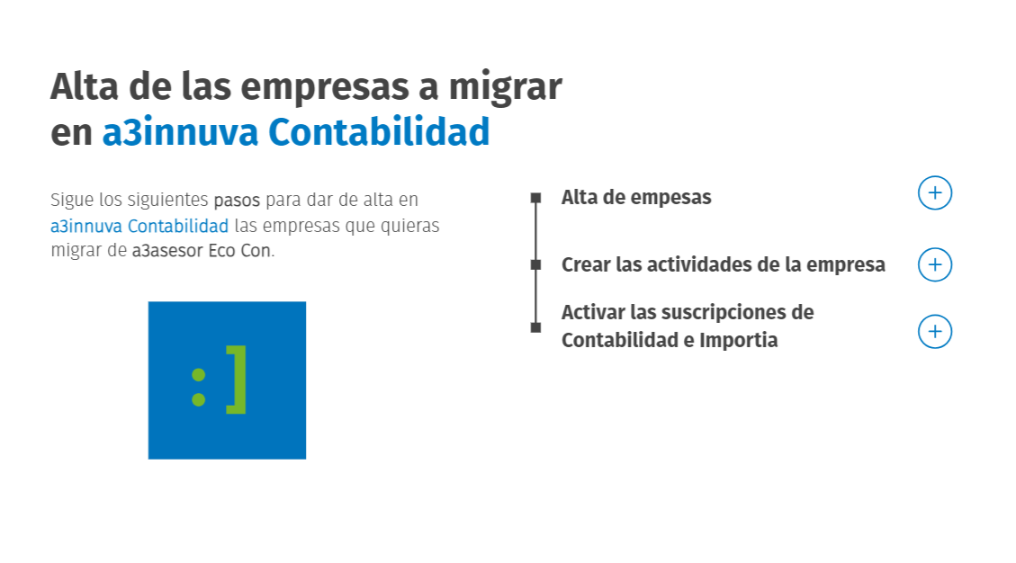 Alta de las empresas a migrar a a3innuva Contabilidad