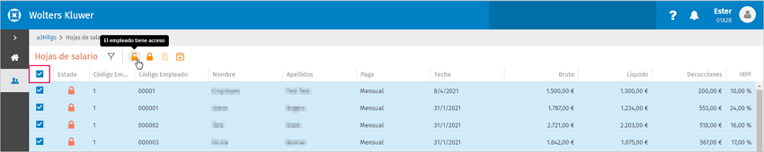 el empleado tiene acceso
