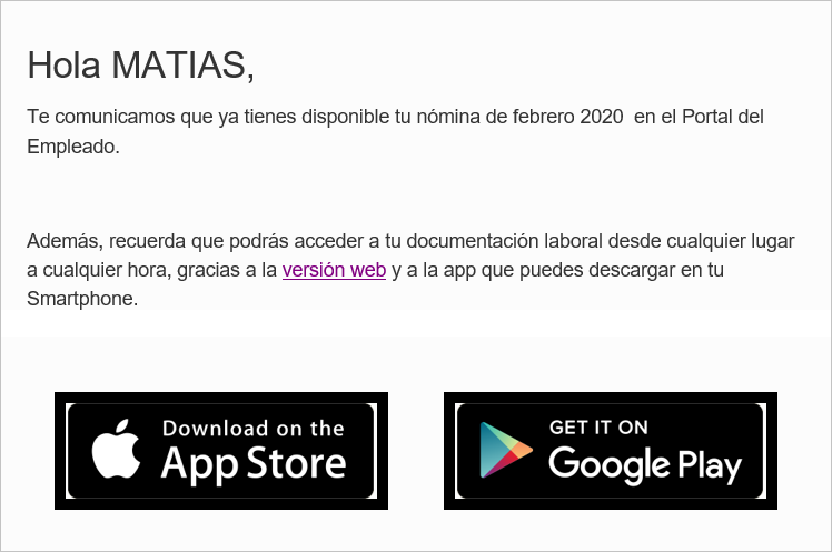 email nomina disponible