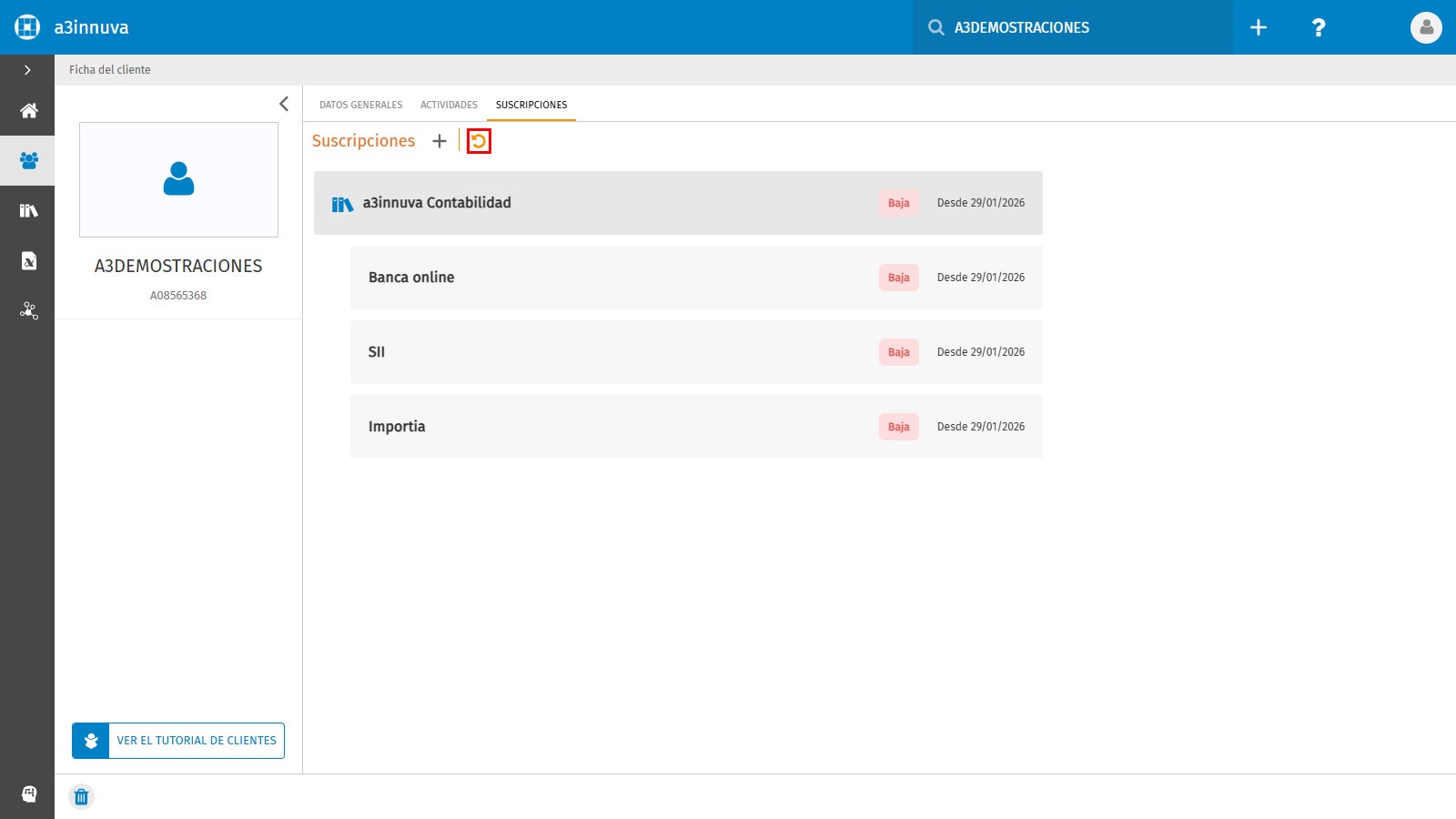 Suscripciones Reactivar servicio