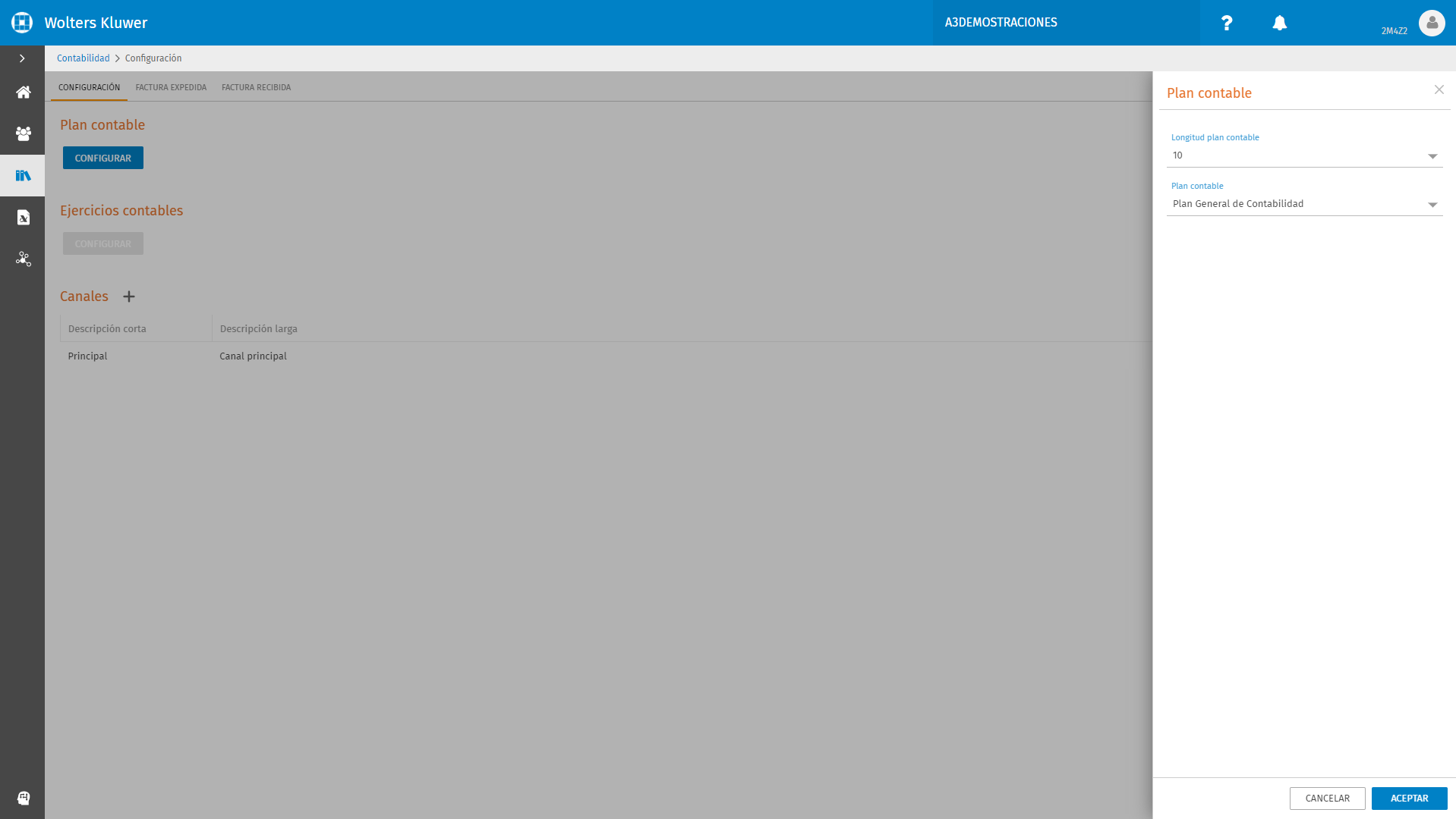 Configuracion plan contable