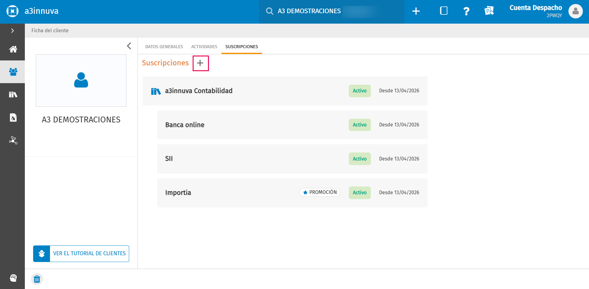 Cambiar opciones de Suscripciones