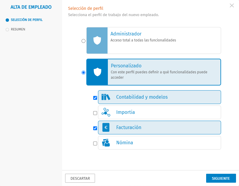 Empleado Seleccion de perfil