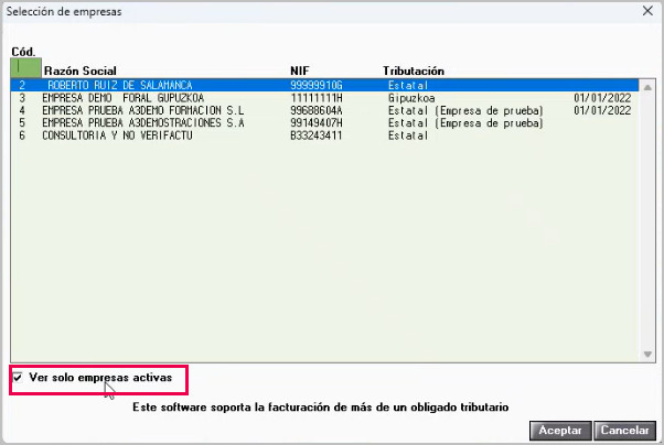 Ver empresas activas
