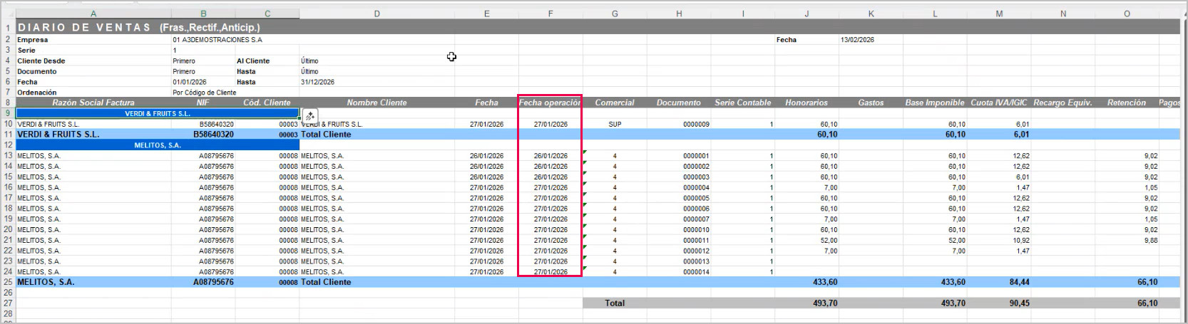 listado excel